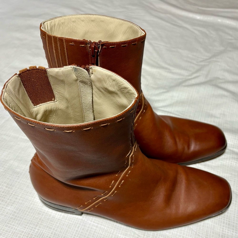 Warren Edwards Vtg Men’s Sz 9 9.5 Hand Made in Italy Brown Leather Ankle Boots